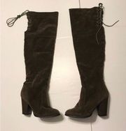 Chase & Chloe olive faux suede over the knee boots heeled women size 9