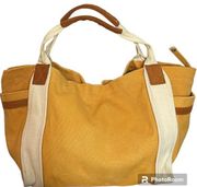 BDG Yellow Large Canvas Tote With Suede Leather Trim