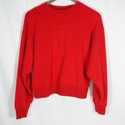 Victoria's Secret ON POINT Red Stretch Fleece Crewneck Pullover Sweater