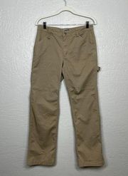 Women 6 Beige 40 Grit Flex Twill Relaxed Leg Pants Utility Pocket