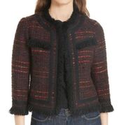 Kate Spade Multi Tweed Fringe Jacket NWOT