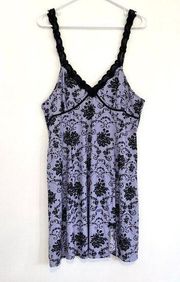 APT.9 APT. 9 Purple Black Floral Sleeveless Lace Trim Sexy Nightie Nightgown PJs