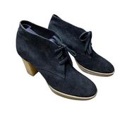 J.Crew Black MacAlister Suede Block High Heel Ankle Boots Lace Up Size 11