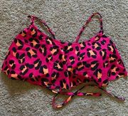 Decree women's extra large pink animal print bikini swimsuit top