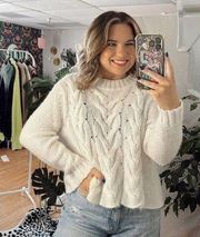 Wooden Ships Wool Blend Chunky Cable Knit Sweater White Size XS