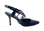 Brooks Brothers Black Leather Strappy Slingback Pump Heels Size 10