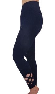 Activelife Criss Cross Cut Out Navy Blue Leggings w/ Pocket Women’s Size M