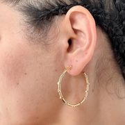 Gold Plated CZ Paved Hoop Earrings