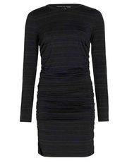 Veronica Beard Daphne Metallic Stripe Ruched Metallic Dress Black Green Small