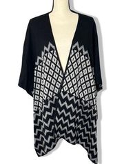 Foxcroft NYC black and gray cotton blend knit reversible ruana shawl wrap shrug