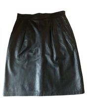 VTG Deerskin Trading Post Soft Leather Pencil Skirt Sz. 12 Lined Black Pockets