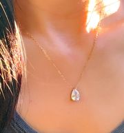 18K gold-plated drop gem necklace