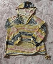 Free People Boho Rope Tie Side Hooded Tunic Sweater Oversized Size Small