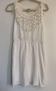 white fringe sleeveless tank dress AS IS stains size small