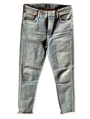 Citizens of humanity light wash rocket crop high rise skinny raw hem 28