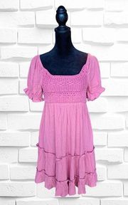 Indulge Instyle Pink/Mauve Babydoll Boho Dress  **SIZE SMALL**