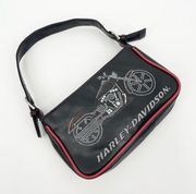 Harley Davidson Motorcycle Glitter Shoulder Bag Black Vegan Leather