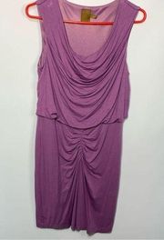 Ali Ro Women's Sleeveless Lined Elastic Waist Draped Ruched Dress Purple Size 6