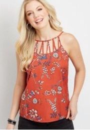 Maurice’s Red Floral Flowy Tank Women's Size Medium