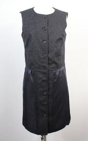 Proenza Schouler Wool Silk Grey Vest Button-Front Sleeveless Dress