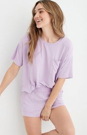 Real Soft Foldover Boxer And Cropped Tee Pajama Set