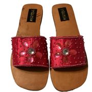 Mystic red leather sandals size 9