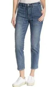 NWT Blank NYC Utility Carpenter Jeans Size 26 Cropped Straight Leg Blue Denim