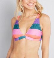 ModCloth colorful striped bikini top size L