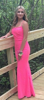 Pink Sequin Prom Dress