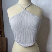 Lei Lis Boutique Halter Neck Open Back Knit Crop Top Size Small