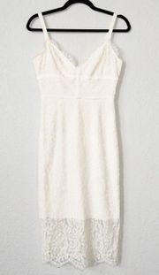 x Urban Outfitters White Interlude Midi Lace Sample Dress Size Small