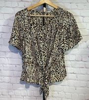 JUNE & Hudson animal print twist peplum top