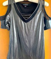 Metallic Cold Shoulder Tee