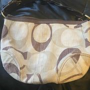 Coach purse Signature Tonal Linen Leather Hobo Purse F12190 Handbag