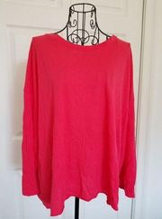 Sundry Scoop Neck 3/4 Sleeve T-Shirt Oversized Boxy Hibiscus Women's Size 4/XL