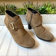 Aerosoles  brown suede leather buckle ankle booties