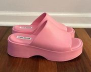 Steve Madden Pink Platform Chunky Slides Synthetic SlipOns Size 10 Barbie Sandal