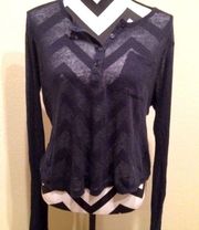 VINCE Navy Blue Long Sleeve Lightweight Button Up “Vintage” Women’s Shirt