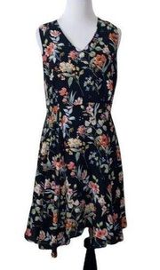 Rose and olive small floral‎ fit and flare dress