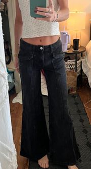 Black Low Rise Flare Jeans