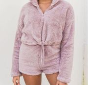 Hyfve Dusty Mauve Cropped Teddy Pullover Sweater