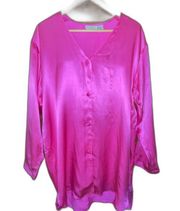 Vintage Gold Tag Victoria’s Secret 100% Silk Pink Long Sleeve Top Medium