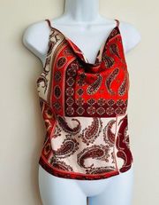 Anthropologie Bishop + Young Cowl Neck Paisley Camisole Tank Top Womens Small