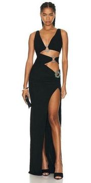 ROBERTO CAVALLI Cut Out Gown in Nero 191101 40 New Womens Long Maxi Dress