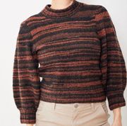 Veronica Beard Lumina brown orange Crew Balloon Wool pullover knit Sweater Large