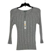 Joseph A Womens Sweater Size Petite Small Gray Cotton Blend LS Pullover