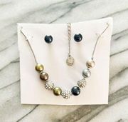 Charter Club Jewelry Set Multicolor Beaded Silver Toned Necklace Earrings