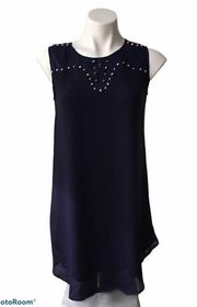 English Rose Navy Mini Dress with stud accents.