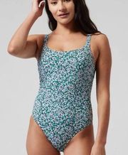 Athleta Hermosa One Piece Bathing Suit Green Purple Floral Women's Size Medium