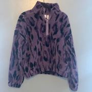 Z by Zella Cropped Purple Printed Quarter Zip Sherpa  